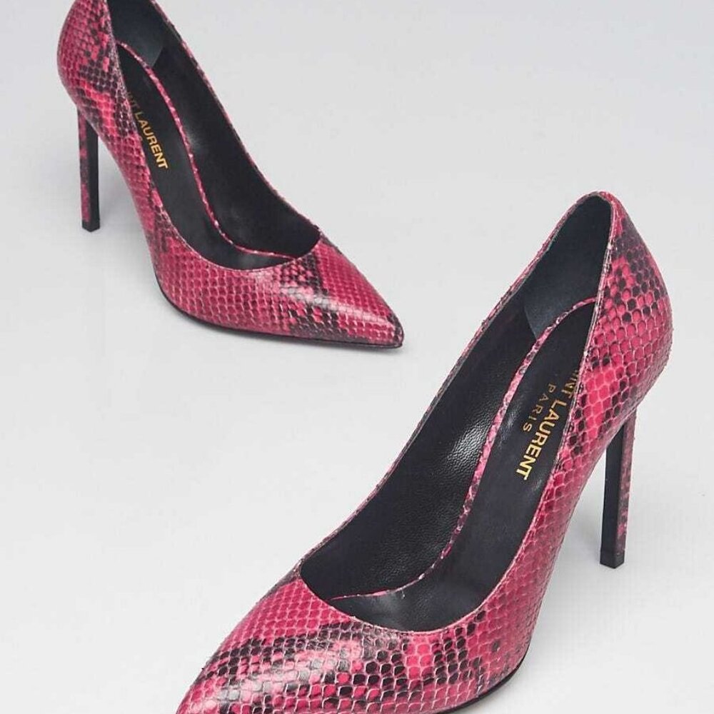 Yves Saint Laurent Purple/Black Python Paris Pump… - image 1
